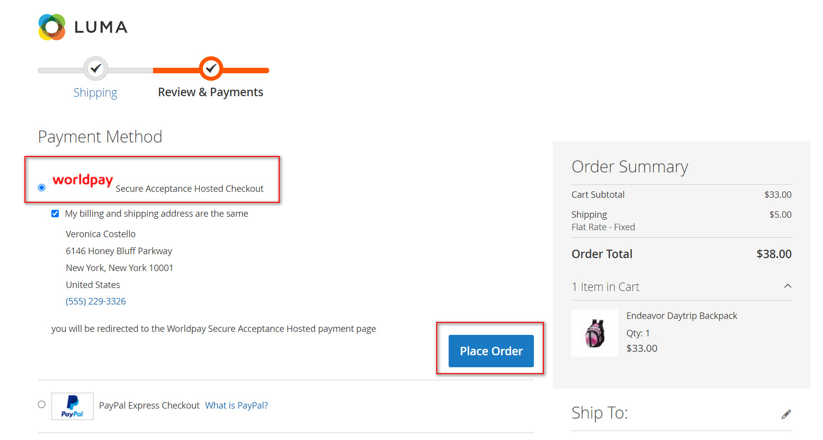Magento 2 Worldpay Secure Acceptance Hosted Checkout